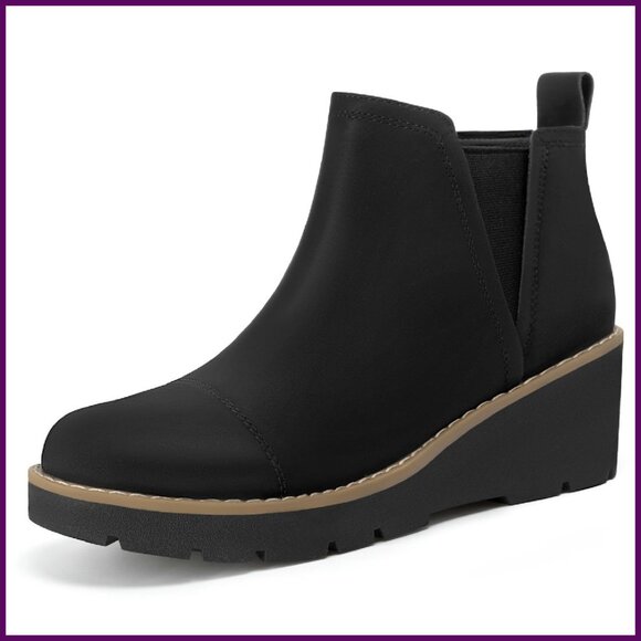 Women's Wedge Chelsea Boots Platform Lug Sole Ankle Booties Side Zipper